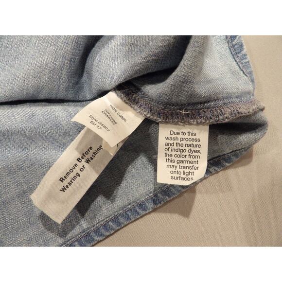 Madewell Crop Top Small Off The Shoulder Azalea Chambray Denim Boho Cottage Core - Picture 7 of 12